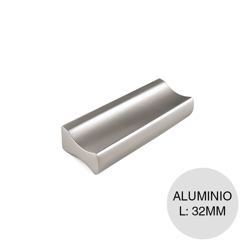 Manija p/muebles Bergamo aluminio anodizado natural 32mm