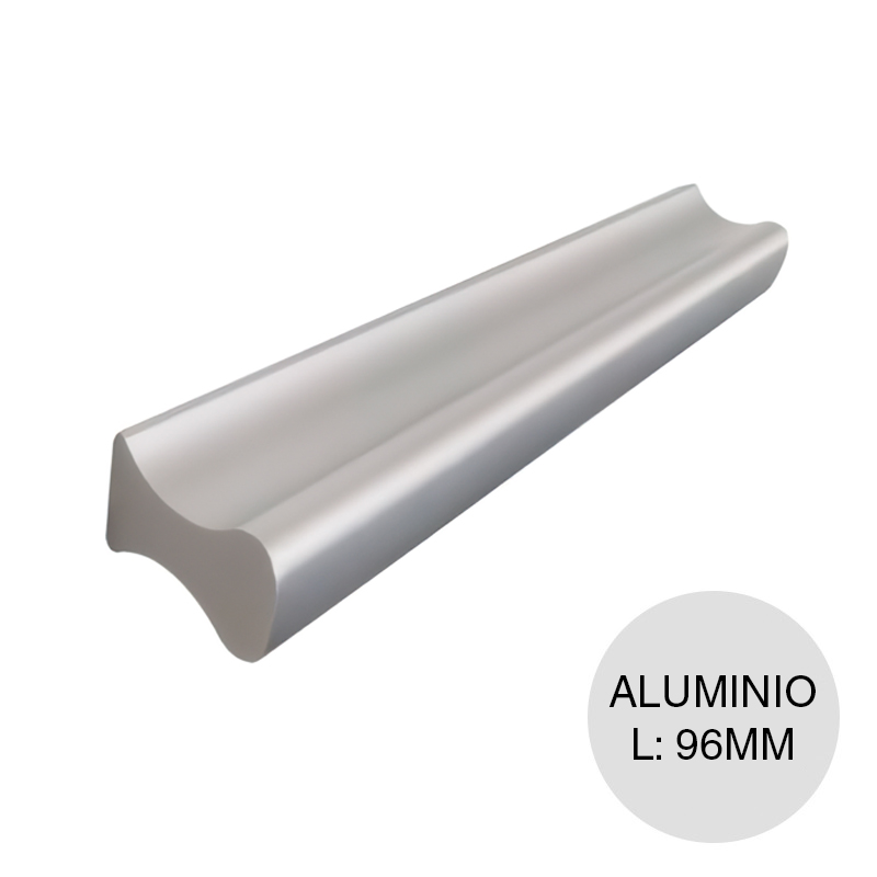 Manija p/muebles Bergamo aluminio anodizado natural 96mm