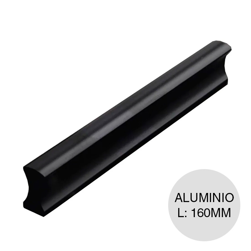 Manija p/muebles Bergamo aluminio negro texturado 160mm