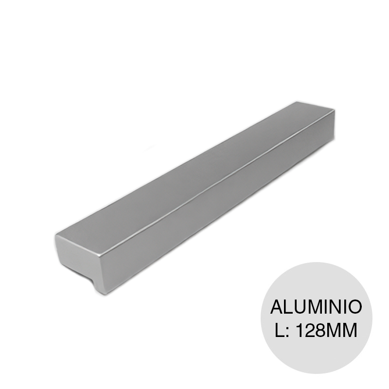 Manija p/muebles Ferrara aluminio anodizado natural 128mm