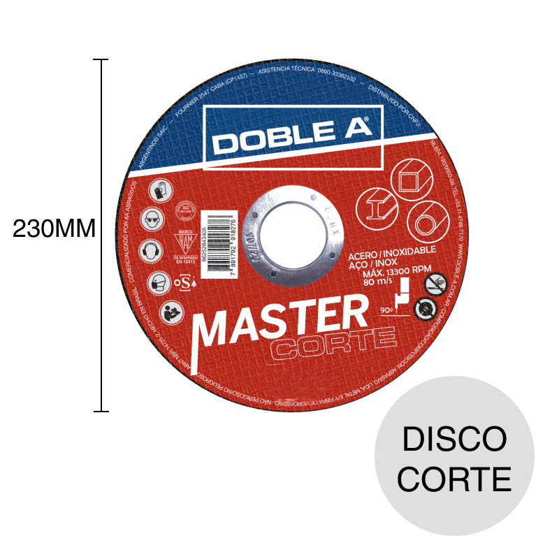 Disco corte recto acero Master T42 ø 9" - ø 230mm