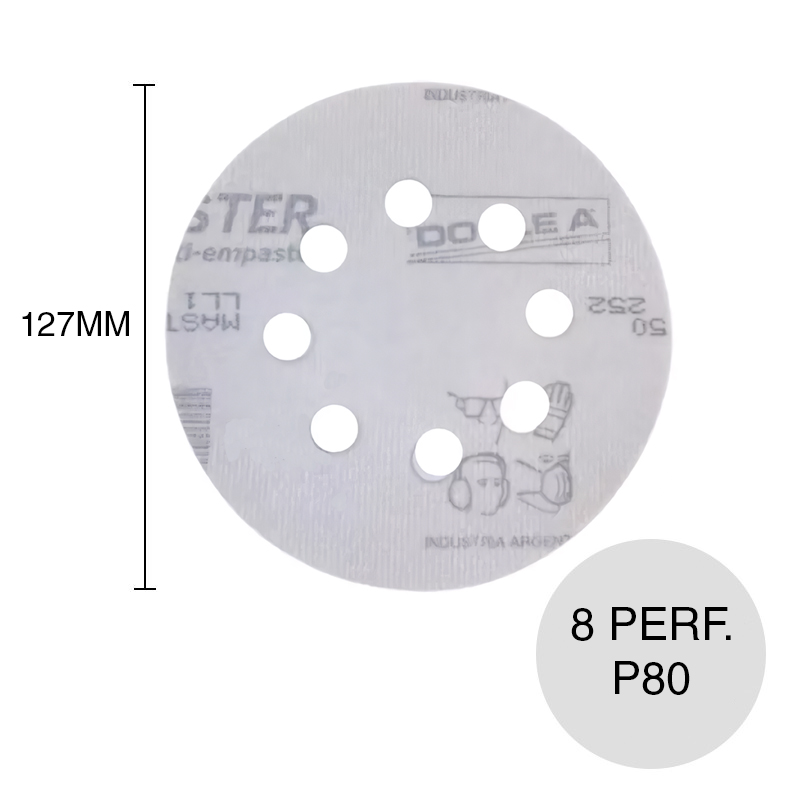 Disco autofijante Master Plus antiempastante 8 perforaciones ø 127mm grano P80