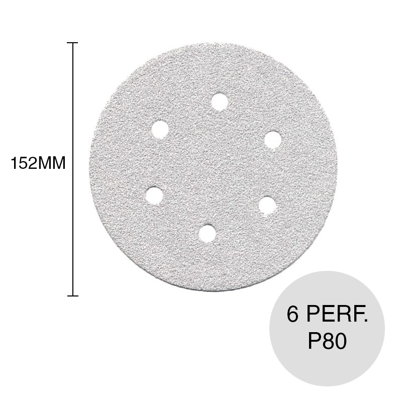 Disco autofijante Master Plus antiempastante 6 perforaciones ø 152mm grano P80