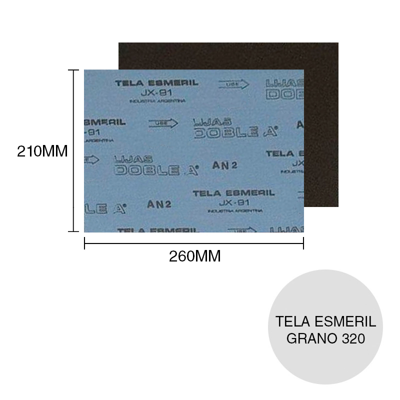 Lija tela esmeril JX91 grano 320 hoja 210mm x 260mm
