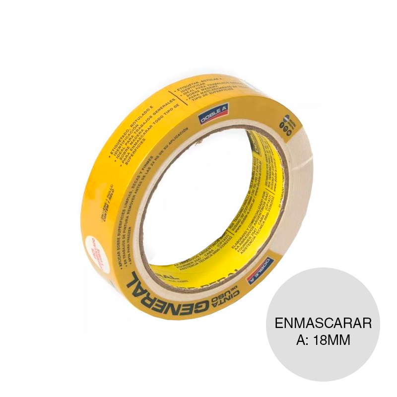 Cinta enmascarar papel C903 uso general blanca rollo 18mm x 40m