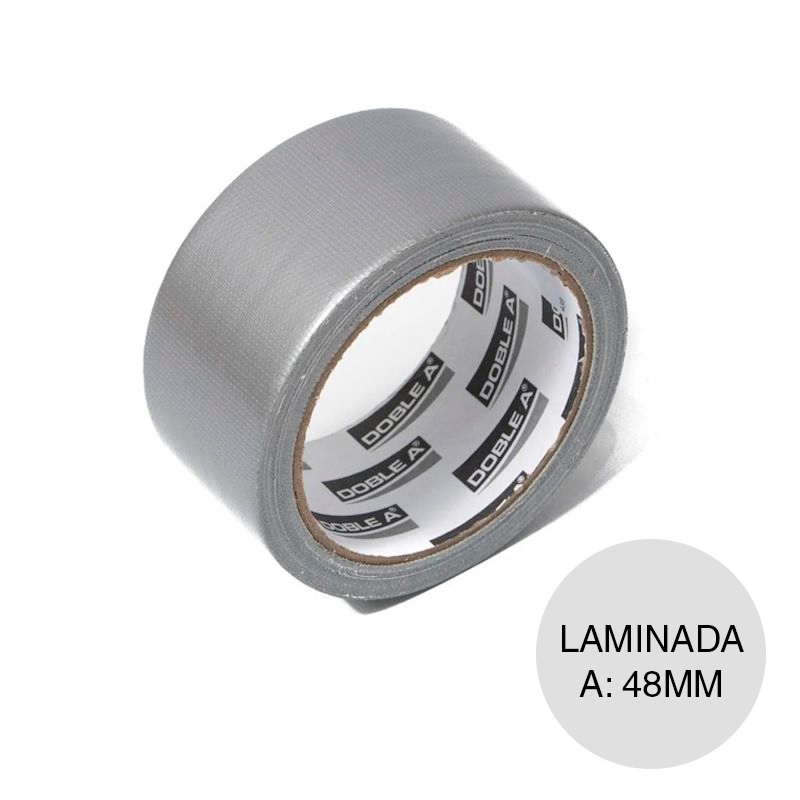 Cinta tela laminada polietileno Duct Tape fijadora interior gris rollo x 48mm x 9m