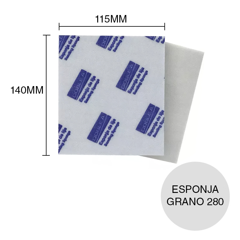 Esponja abrasiva grano 280 hoja 5mm x 115mm x 140mm