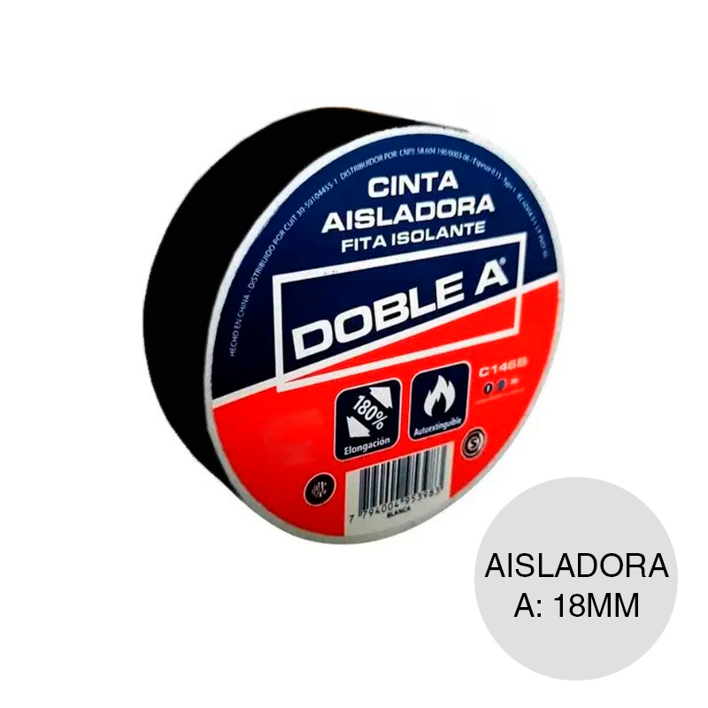Cinta PVC aisladora negro rollo x 18mm x 20m