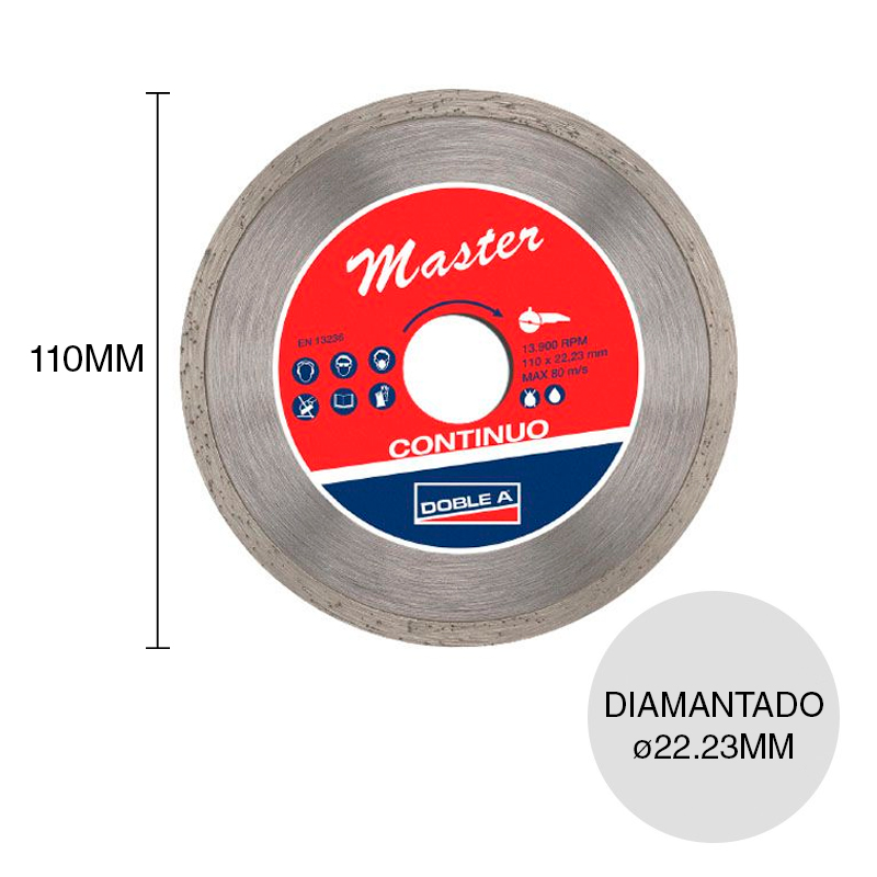 Disco amoladora diamantado Master Continuo ø 22.23mm x ø 110mm