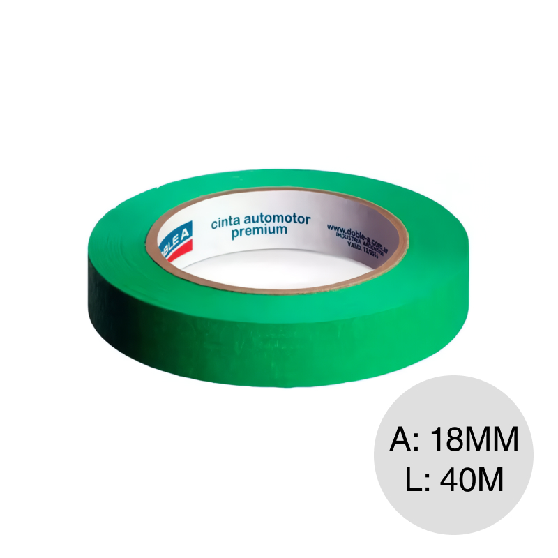 Cinta adhesiva C995 Automotor premium verde rollo x 18mm x 40m