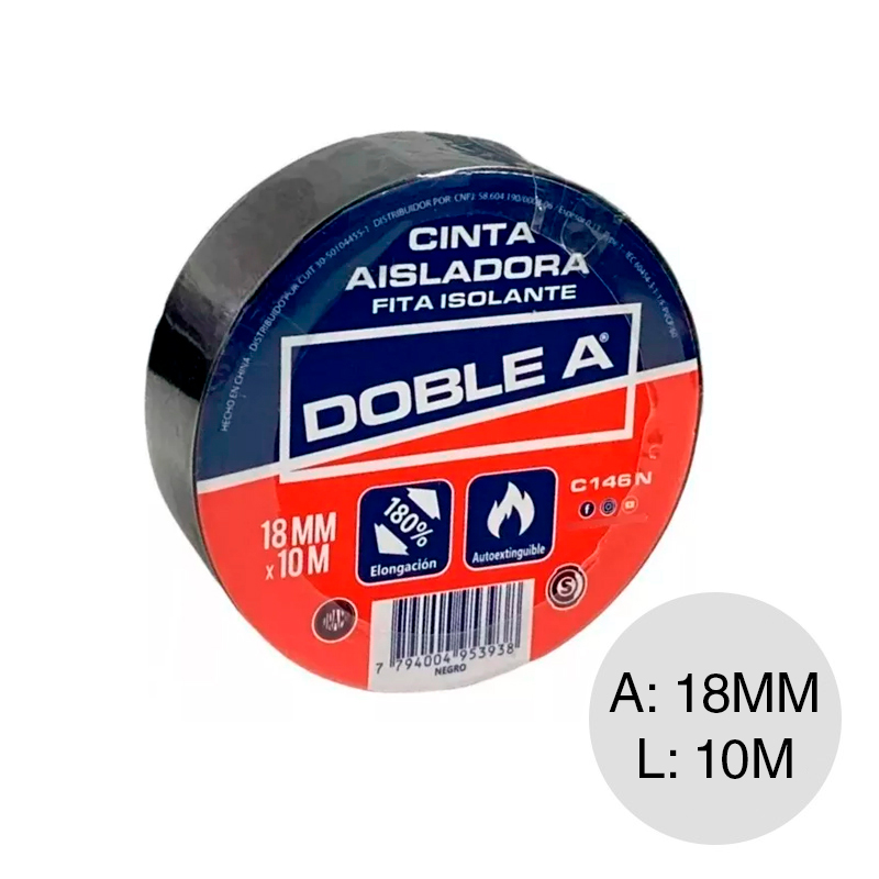 Cinta PVC aisladora negro rollo x 18mm x 10m