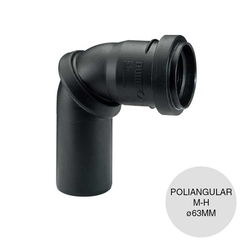Codo poliangular X macho-hembra desagüe cloacal pluvial polipropileno ø 63mm