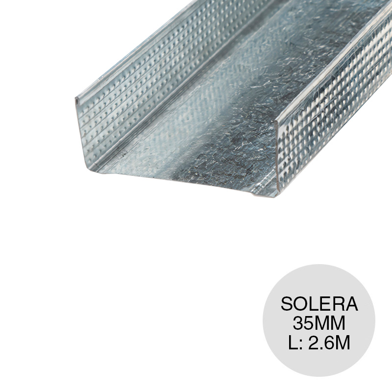 Perfil Drywall solera interior acero galvanizado 35mm x 2.6m