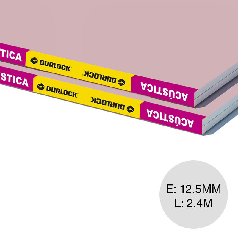 Placa yeso construccion seco acustica ACU60 12.5mm x 1.20m x 2.4m