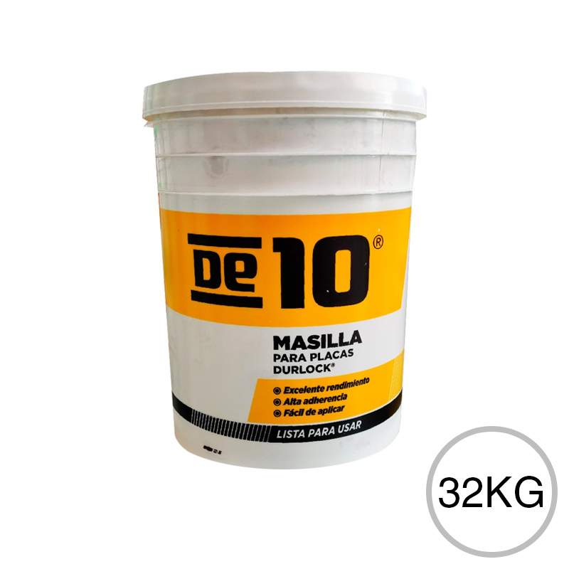 Masilla tomado juntas placas durlock D10 interior blanco balde x 32kg