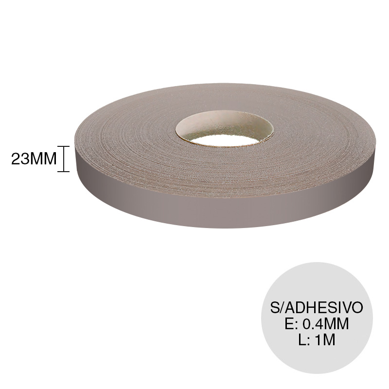 Canto ABS sin adhesivo F500 ST20 metallic inox 0.4mm x 23mm x 1m