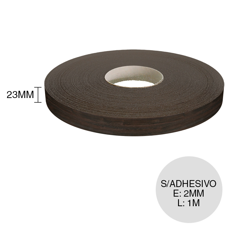 Canto ABS sin adhesivo H1199 ST12 roble termo negro 2mm x 23mm x 1m