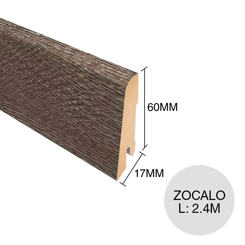 Zocalo piso flotante MDF L491 prepintado roble norte oscuro 17mm x 60mm x 2.4m