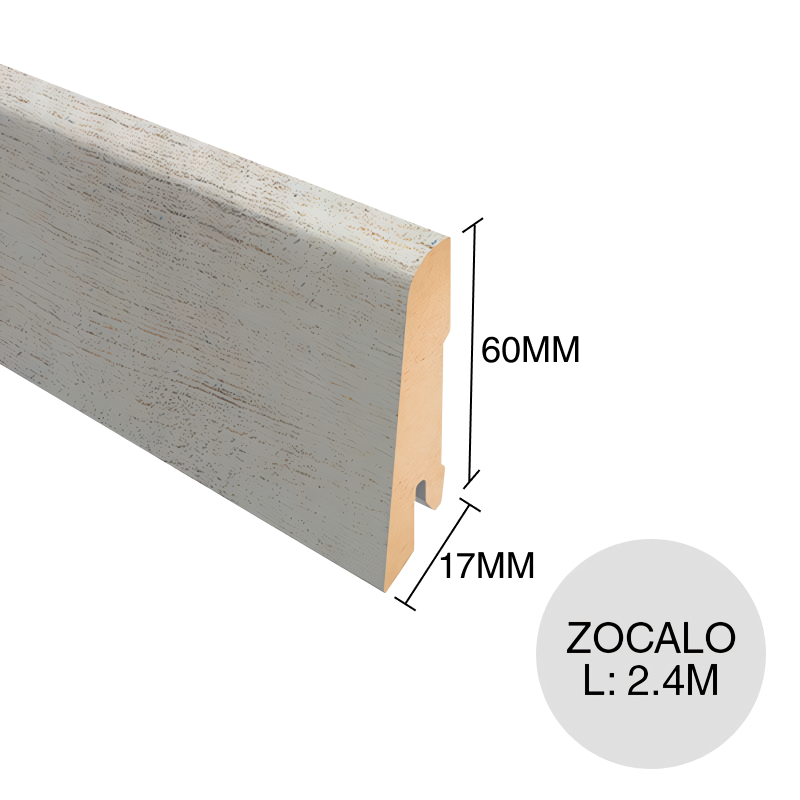 Zocalo piso flotante MDF L541 prepintado roble villanger 17mm x 60mm x 2.4m