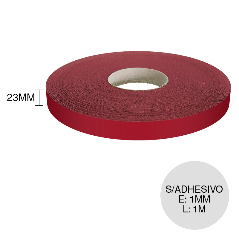 Canto ABS sin adhesivo U323 PG rojo cereza gloss 1mm x 23mm x 1m