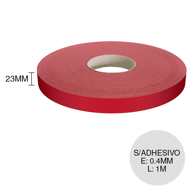 Canto ABS sin adhesivo U323 ST9 rojo cereza 0.4mm x 23mm x 1m