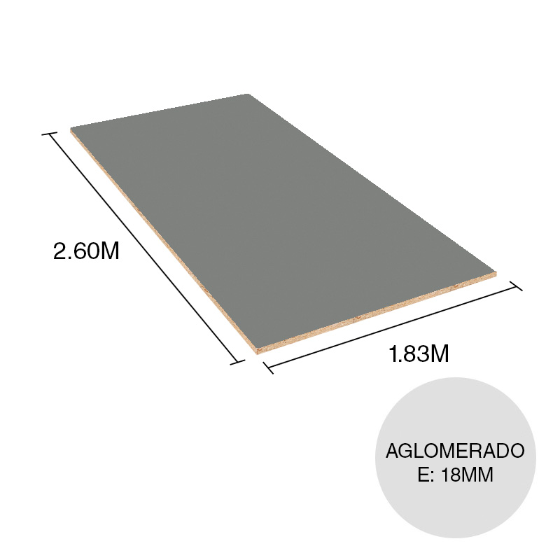 Tablero melamina aglomerado U732 ST9 gris macadan 18mm x 1.83m x 2.60m