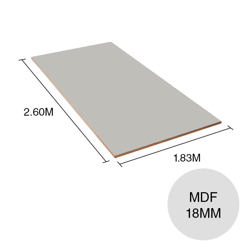 Tablero melamina MDF ST9 gris perla 18mm x 1.83m x 2.60m