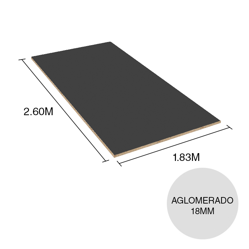 Tablero melamina aglomerado ST9 gris sombra 18mm x 1.83m x 2.60m