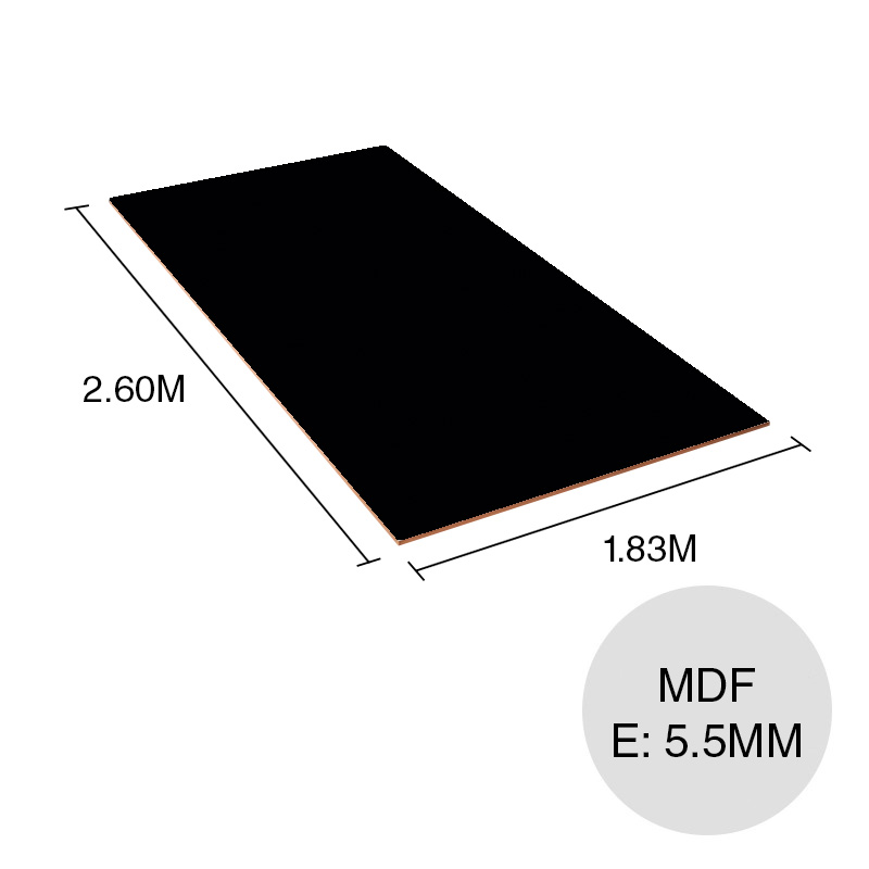 Revestimiento melamina MDF Fibro Plus U999 ST9 negro 5.5mm x 1.83m x 2.60m
