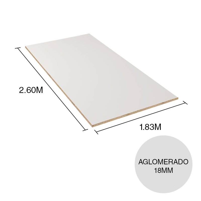 Tablero melamina aglomerado ST14 blanco 18mm x 1.83m x 2.60m