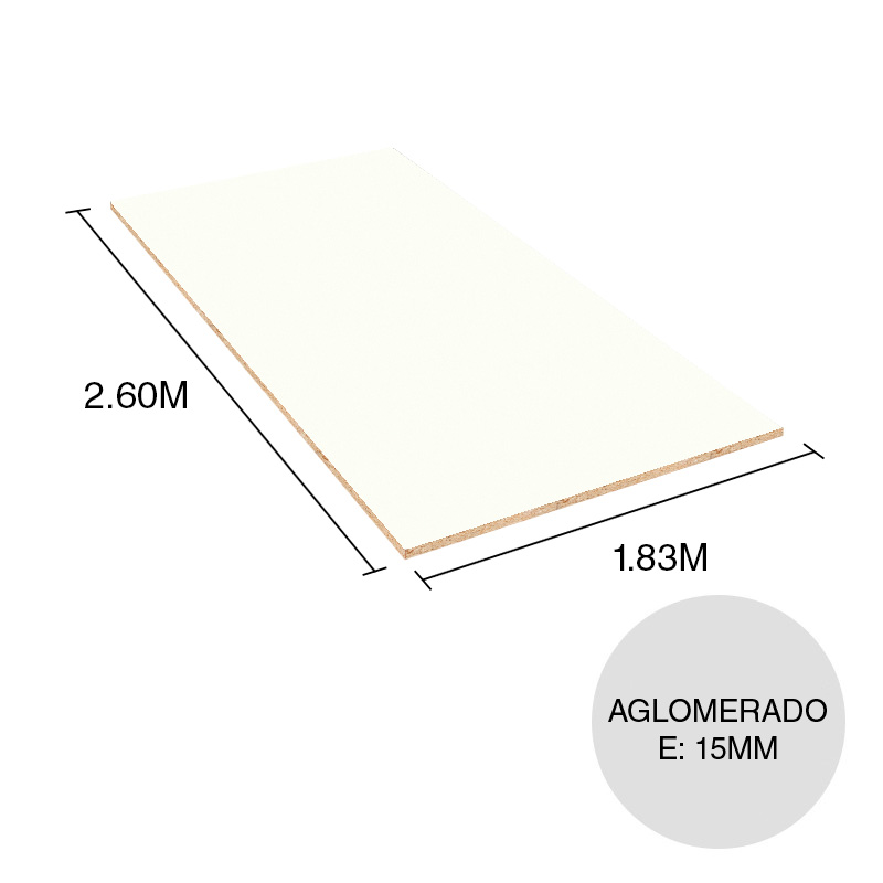 Tablero melamina aglomerado W954 SM blanco laca 15mm x 1.83m x 2.60m