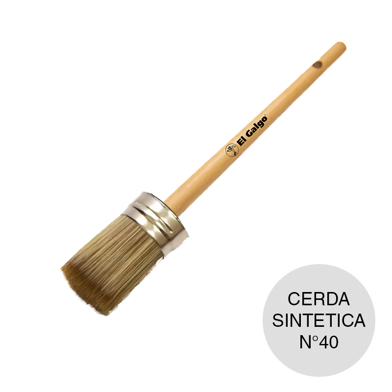 Brocha pinturas redonda Nº40 cerda sintetica mango madera