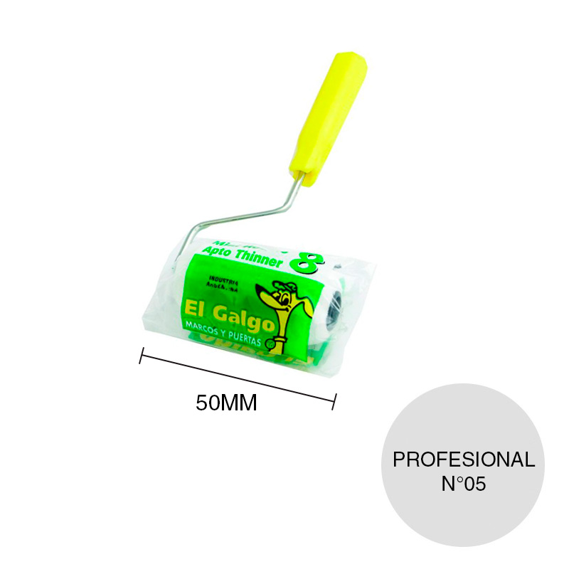 Rodillo mini Nº05 apto thinner espuma linea Profesional tubo 22mm x 50mm