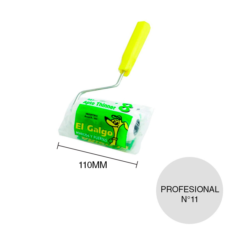Rodillo mini Nº11 apto thinner espuma linea Profesional tubo 22mm x 110mm
