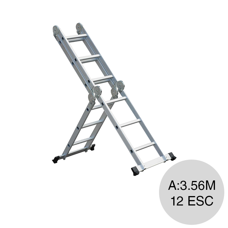 Escalera articulada aluminio Linea Next 12 escalones altura x 3.56m