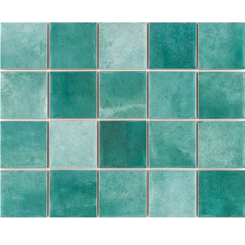Piso y revestimiento ceramico noronha jade mesh verde borde sin rectificar 75mm x 75mm 283u x caja 1.59m²