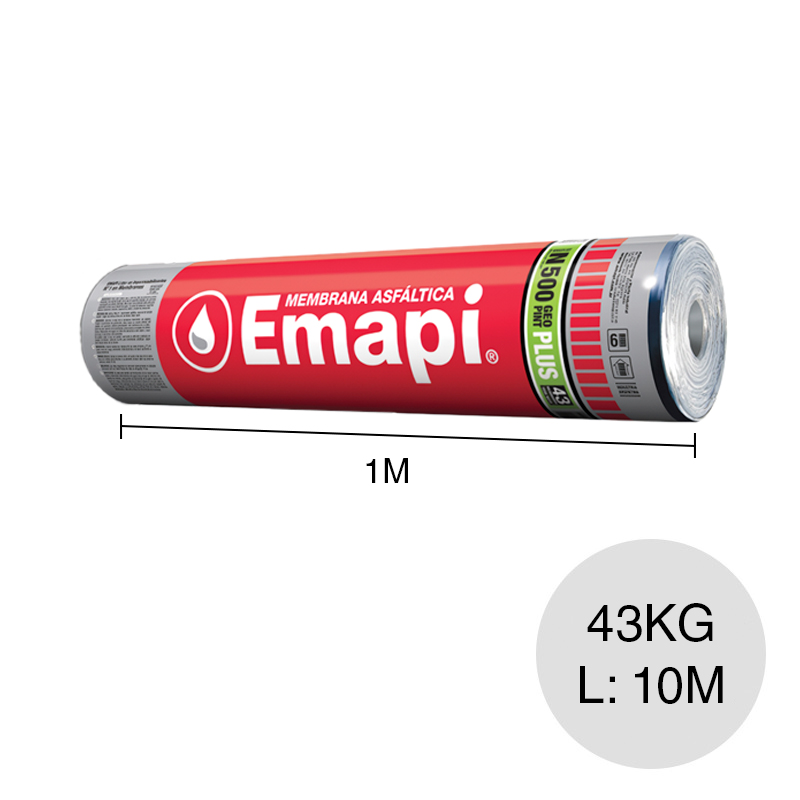 Membrana asfaltica N500 Geo Pint Plus geotextil poliester transitable expuesta 43kg x 4mm x 10m rollo x 10m²