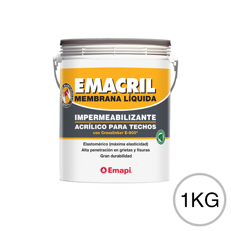 Membrana liquida impermeabilizante acrilico Emacril techos exterior blanco satinado balde x 1kg