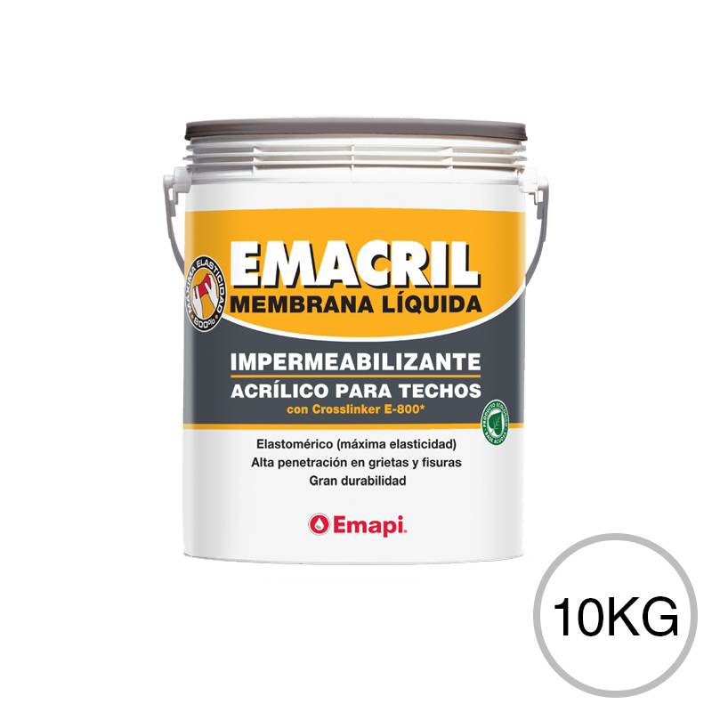Membrana liquida impermeabilizante acrilico Emacril techos exterior blanco satinado balde x 10kg