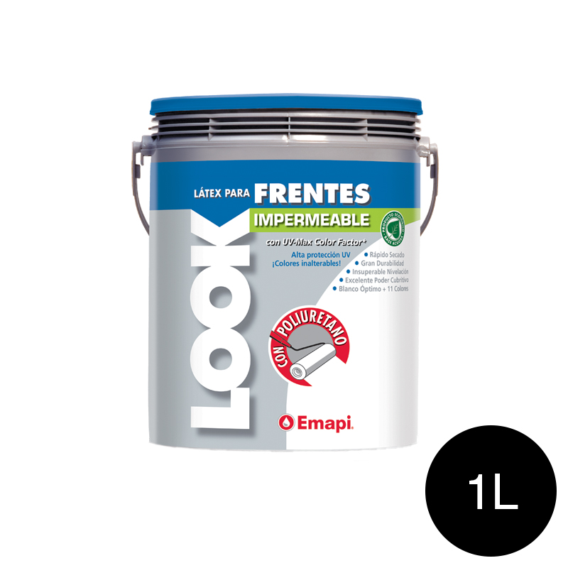 Pintura latex poliuretano acrilico Look frentes exterior negro mate balde x 1l
