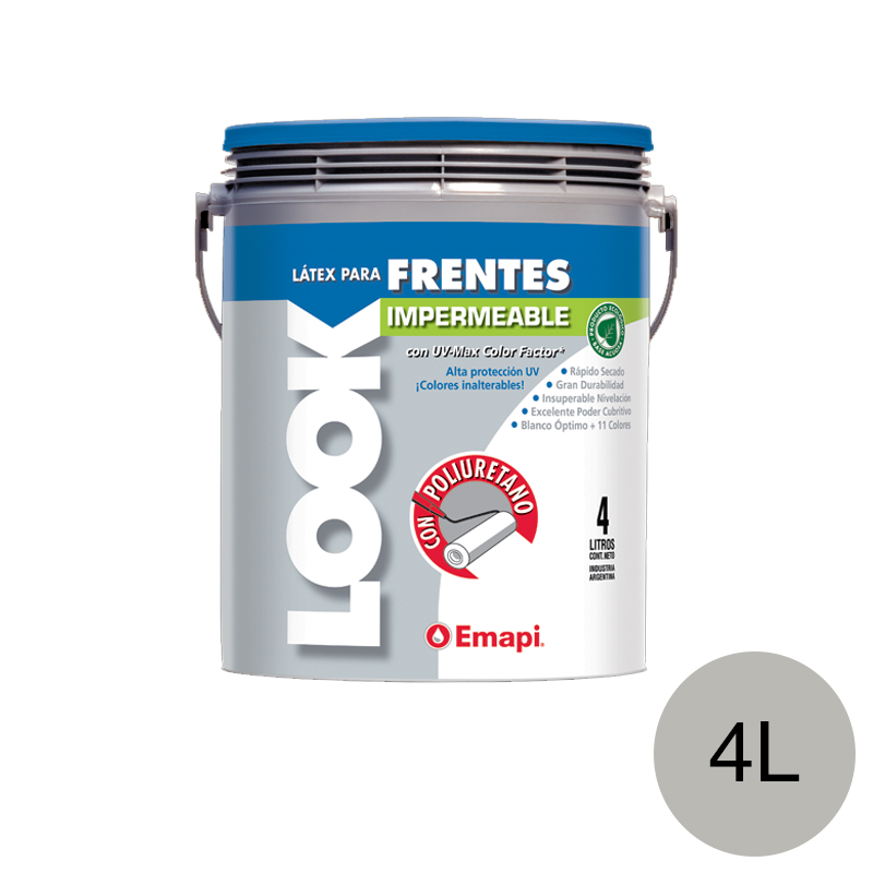 Pintura latex acrilico Look Frentes exterior gris mate balde x 4l