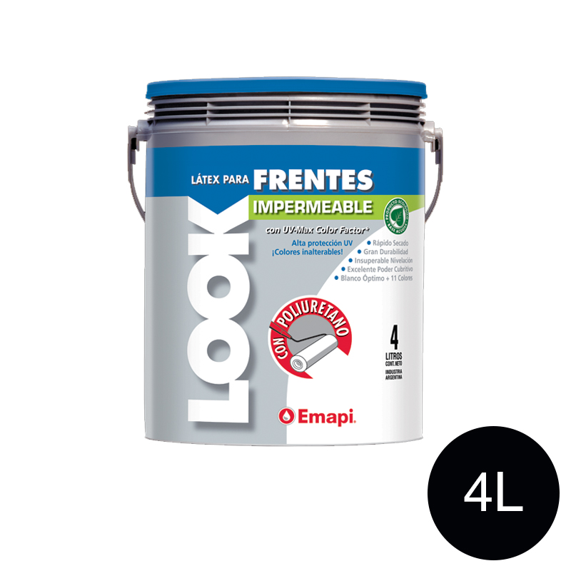 Pintura latex acrilico Look Frentes exterior negro mate balde x 4l