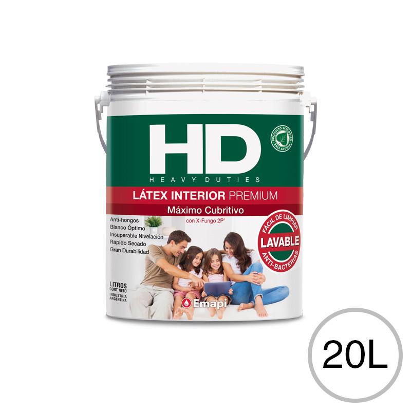 Pintura latex acrilico Heavy Duties interior antihongo blanco mate balde x 20l