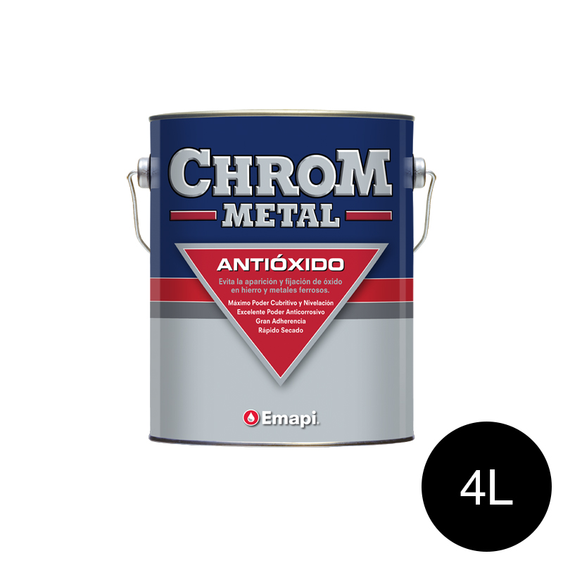 Esmalte sintetico antioxido Chrom Metal exterior negro mate lata x 4l