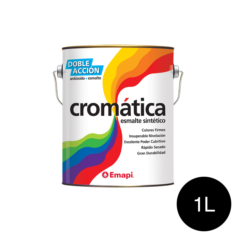 Esmalte sintetico Cromatica doble accion exterior interior negro satinado lata x 1l