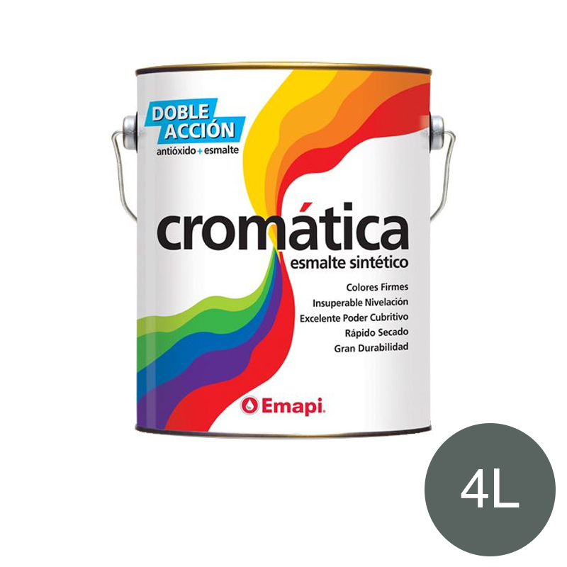 Esmalte sintetico Cromatica doble accion exterior interior gris brillante lata x 4l