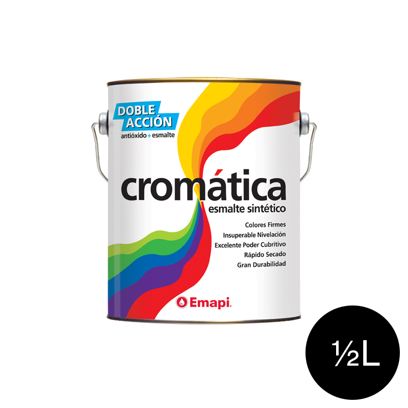 Esmalte sintetico Cromatica doble accion exterior interior negro mate lata x 1/2l