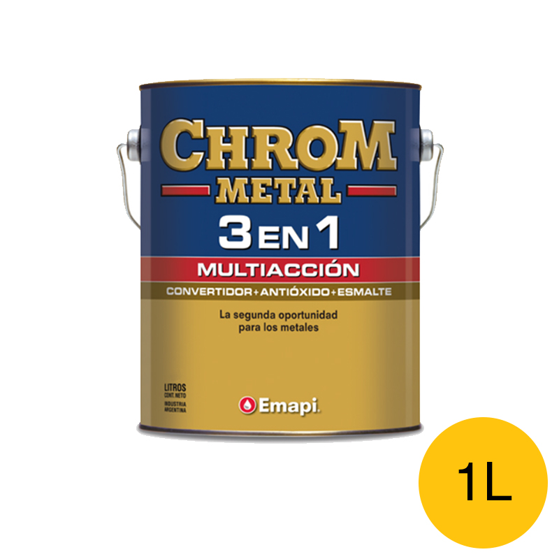 Esmalte sintetico convertidor antioxido exterior interior Chrom Metal 3 en 1 amarillo brillante lata x 1l