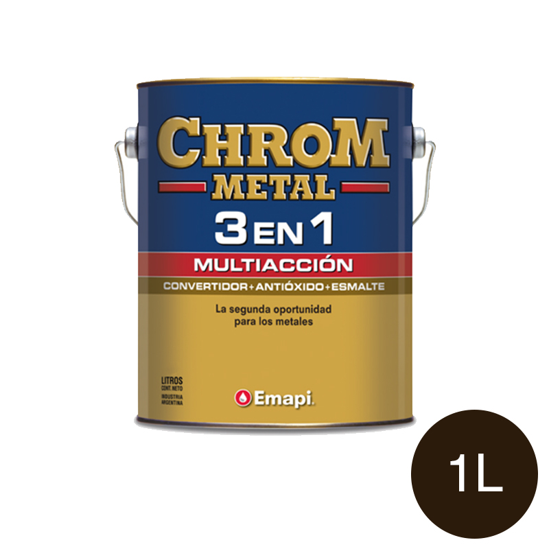 Esmalte sintetico convertidor antioxido exterior interior Chrom Metal 3 en 1 marron brillante lata x 1l