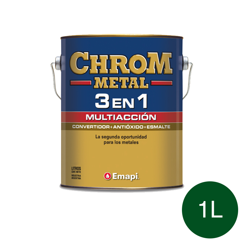 Esmalte sintetico convertidor antioxido exterior interior Chrom Metal 3 en 1 verde ingles brillante lata x 1l
